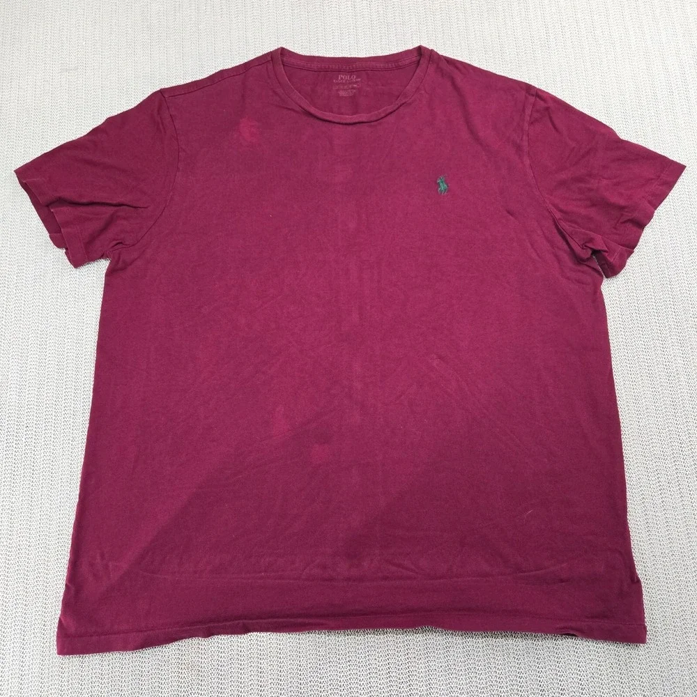 Polo Ralph Lauren Shirt Mens Extra Large Maroon Red Short Sleeve Green Pony Logo
